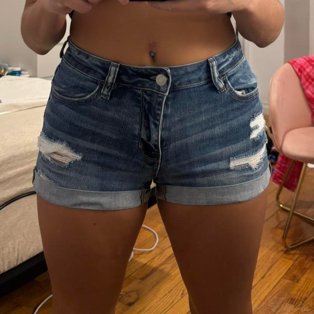 PacSun Dark Blue Distressed Jean Shorts